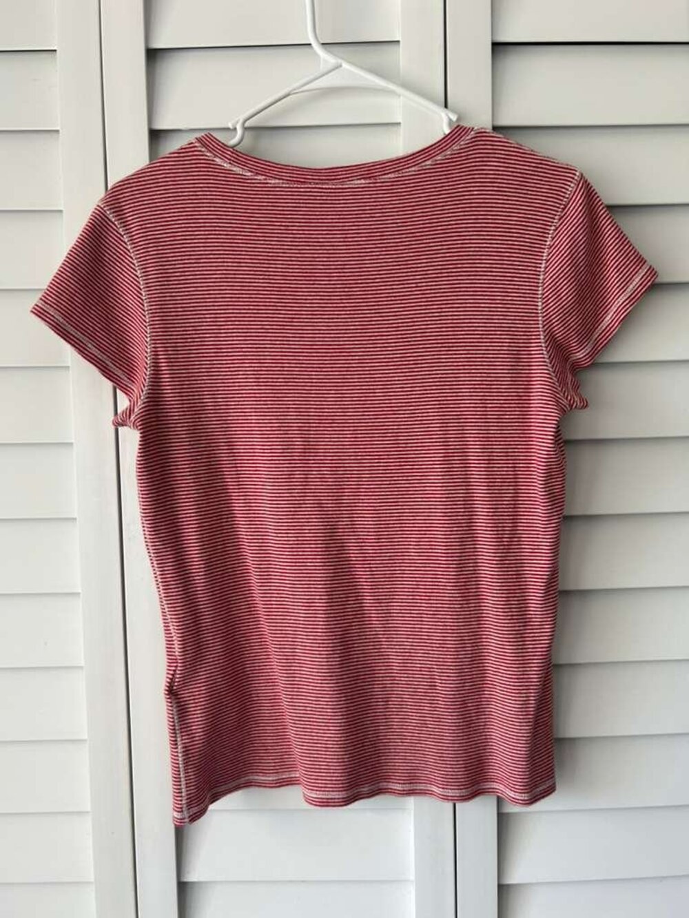 Polo Ralph Lauren Red & White Striped Tee Women Size Lotton Classic Logo Top - Picture 3 of 10